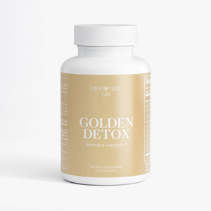 Golden Detox turmeric supplement bottle by Him & Her Lab